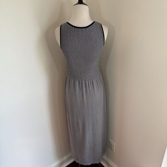 Lark & Grey Maxi Dress S Pullover Sleeveless Smocked Black Stripe Tank Stretchy - Picture 4 of 9